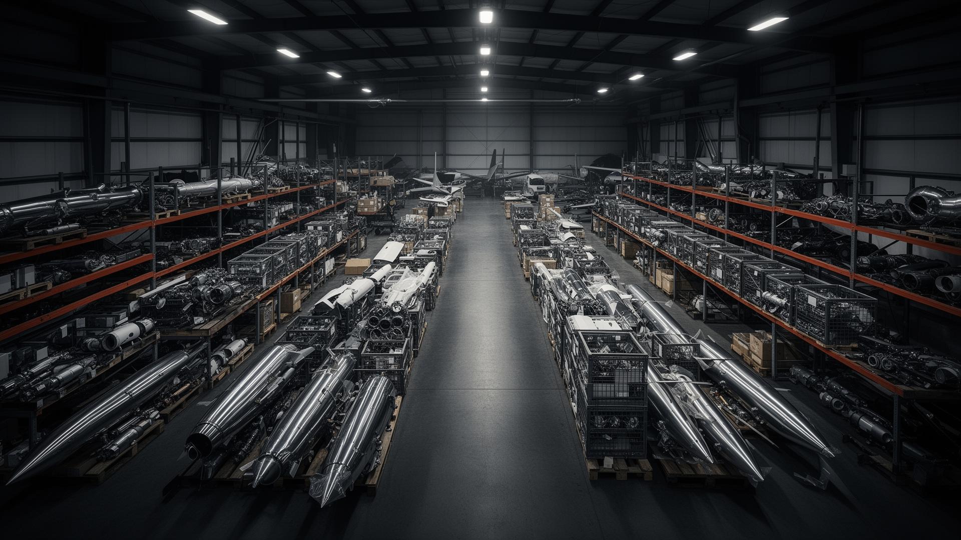 Aviation parts and surplus inventory in a warehouse